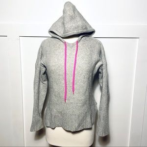 AUTUMN CASHMERE // 100% cashmere grey waffle knit hoodie pink drawstrings
